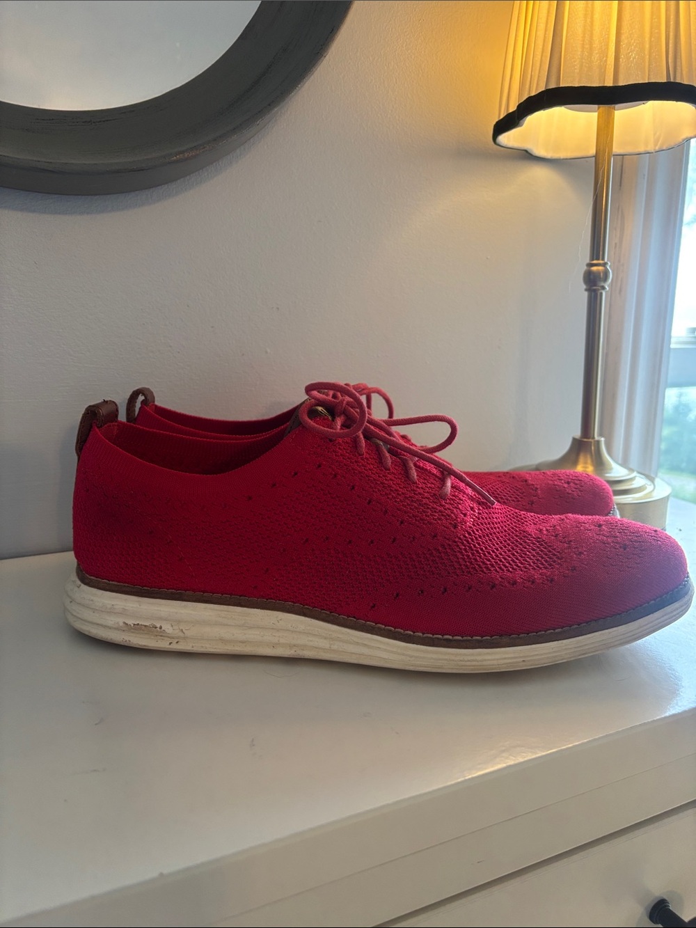 Cole Haan Red Knit Lace-Up Sneakers